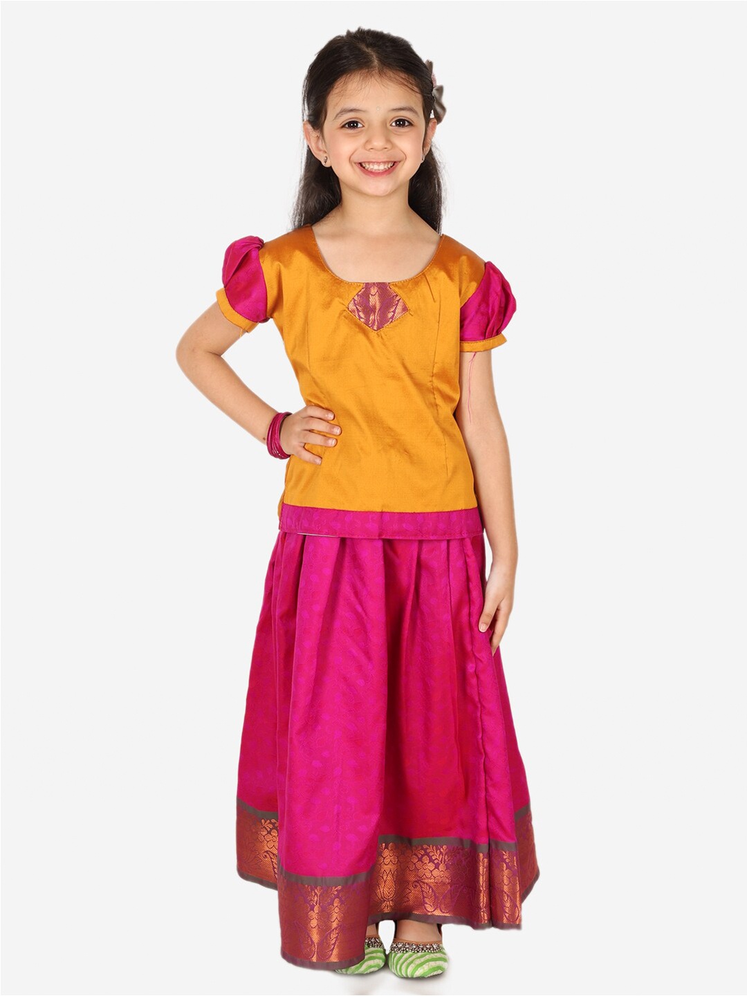 

BownBee Girls Ready to Wear Lehenga & Choli, Orange