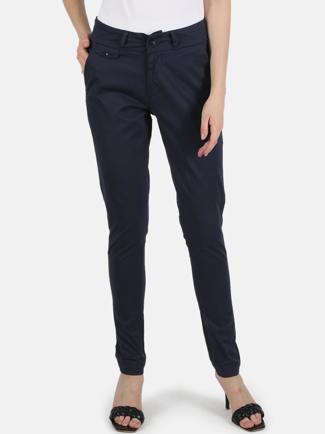 

Monte Carlo Women Cotton Formal Trousers, Blue