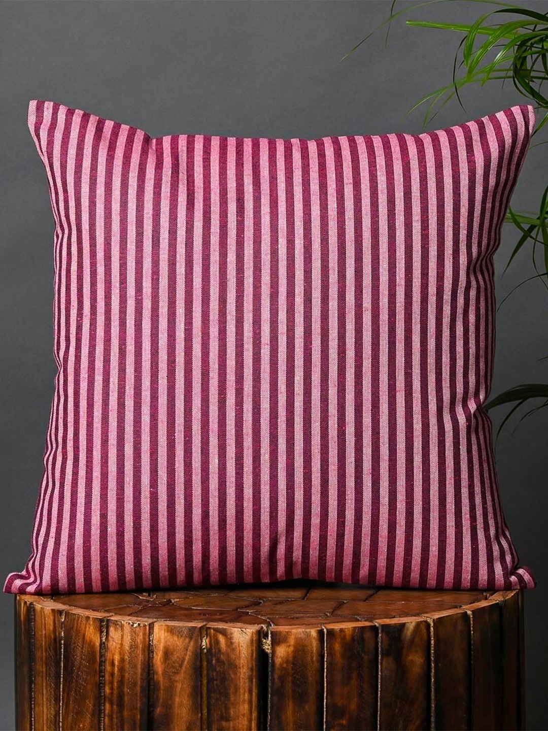 

OUSSUM Red 5 Pieces Striped Cotton Square Cushion Covers