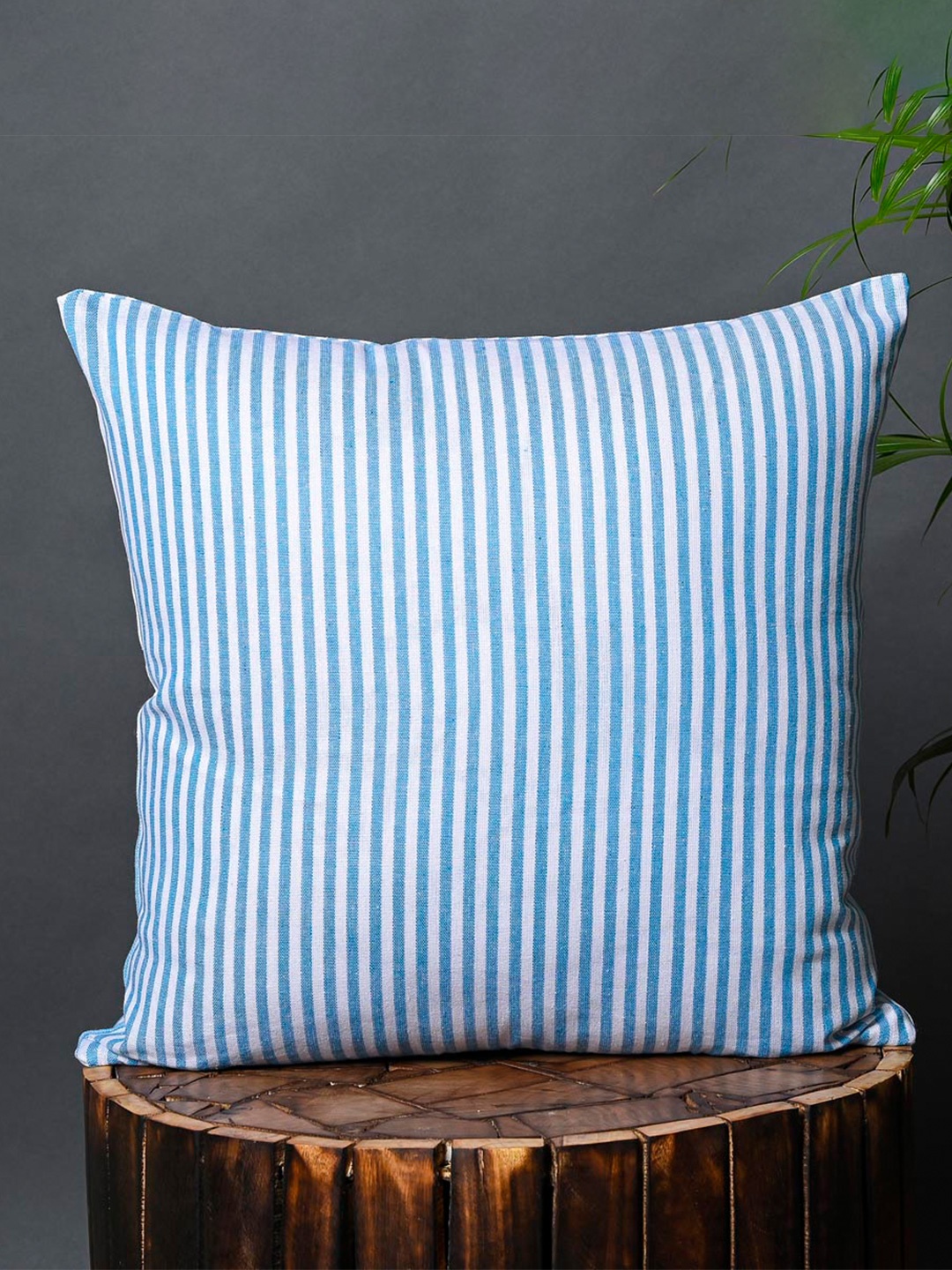 

OUSSUM Blue & White 5 Pieces Striped Cotton Square Cushion Covers