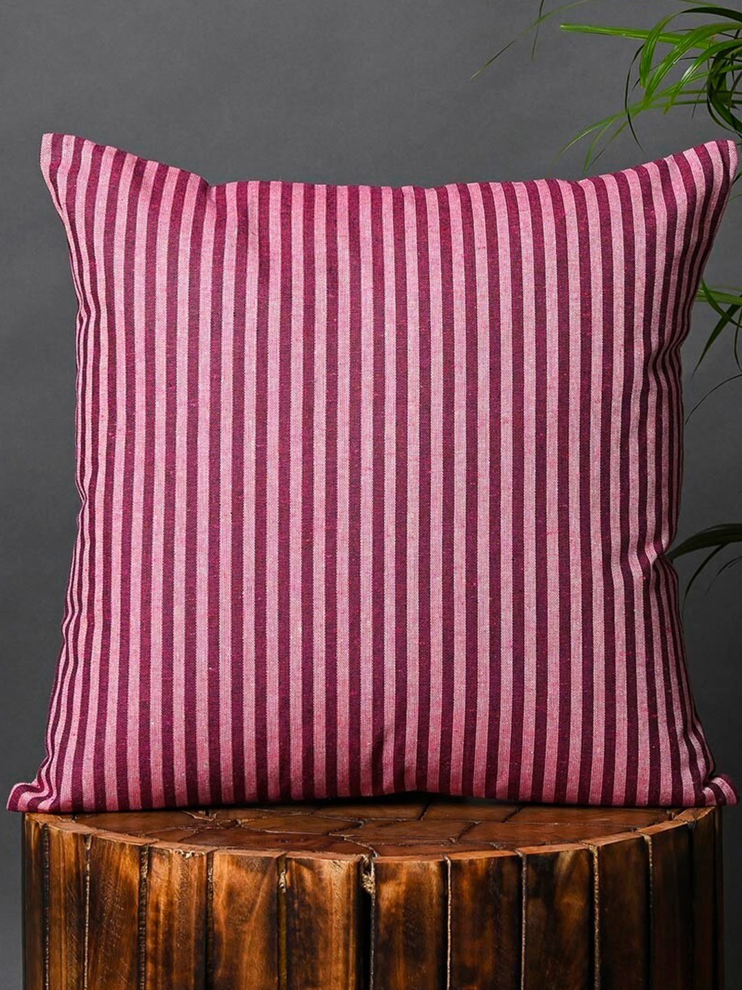 

OUSSUM Red 5 Pieces Striped Cotton Square Cushion Covers