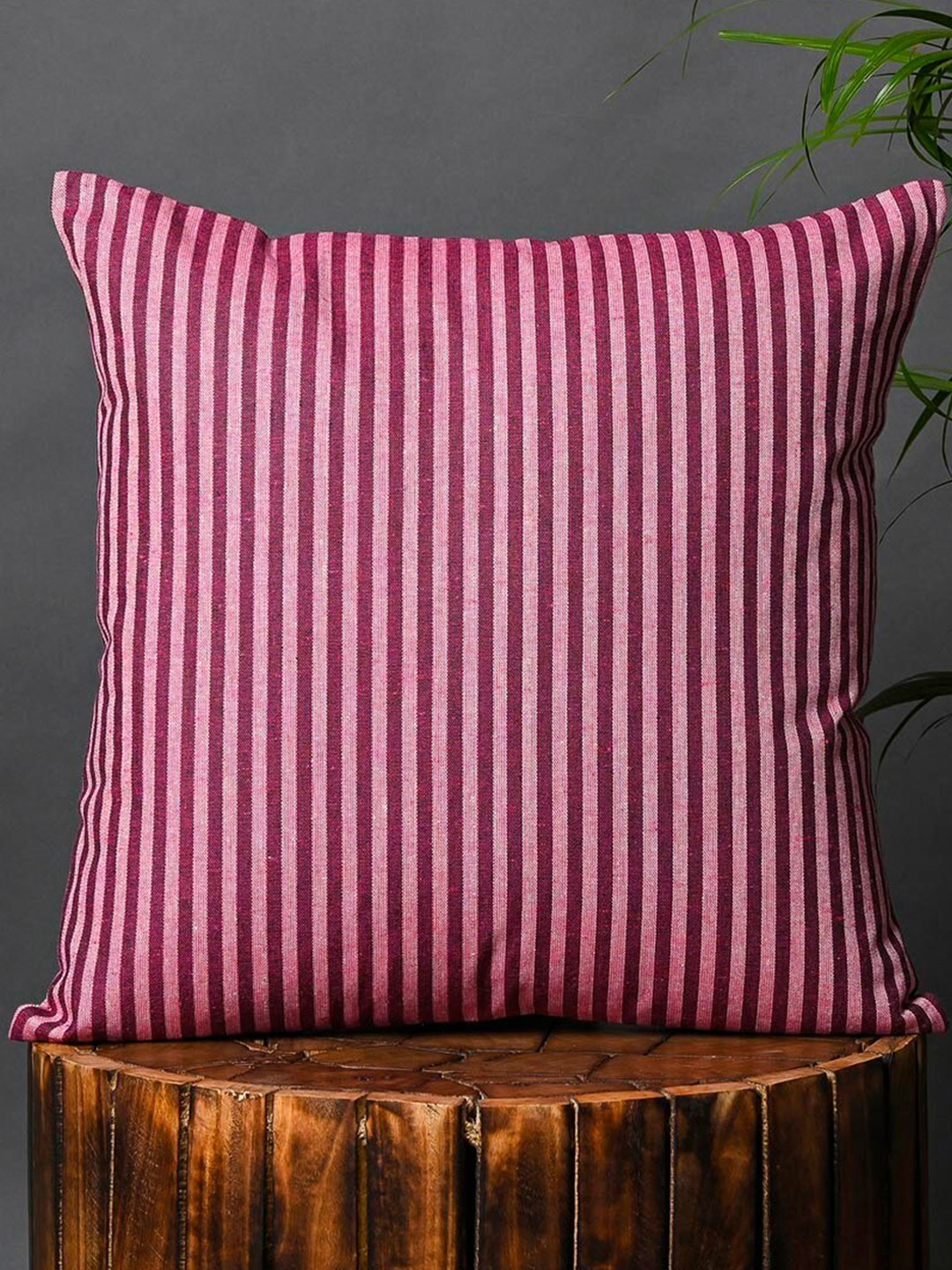 

OUSSUM Red 5 Pieces Striped Cotton Square Cushion Covers