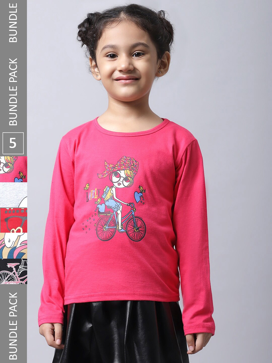

BAESD Girls Pack of 5 Graphic Printed Long Sleeve T-shirt, Rose
