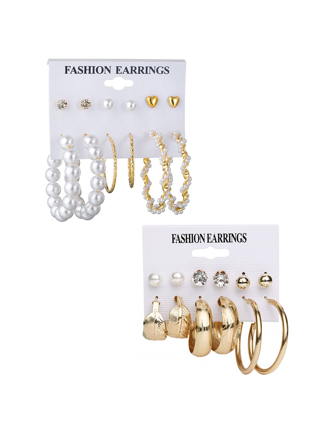 

Yellow Chimes Set Of 6 Contemporary Studs Earrings, Gold