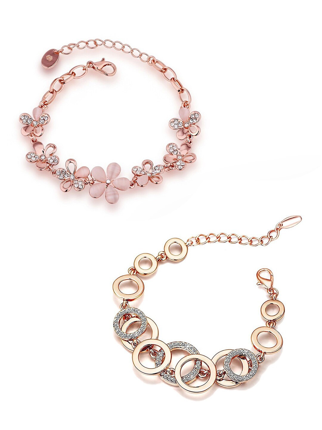 

Yellow Chimes Women Set Of 2 Rose Gold & Gold-Toned Link Bracelet