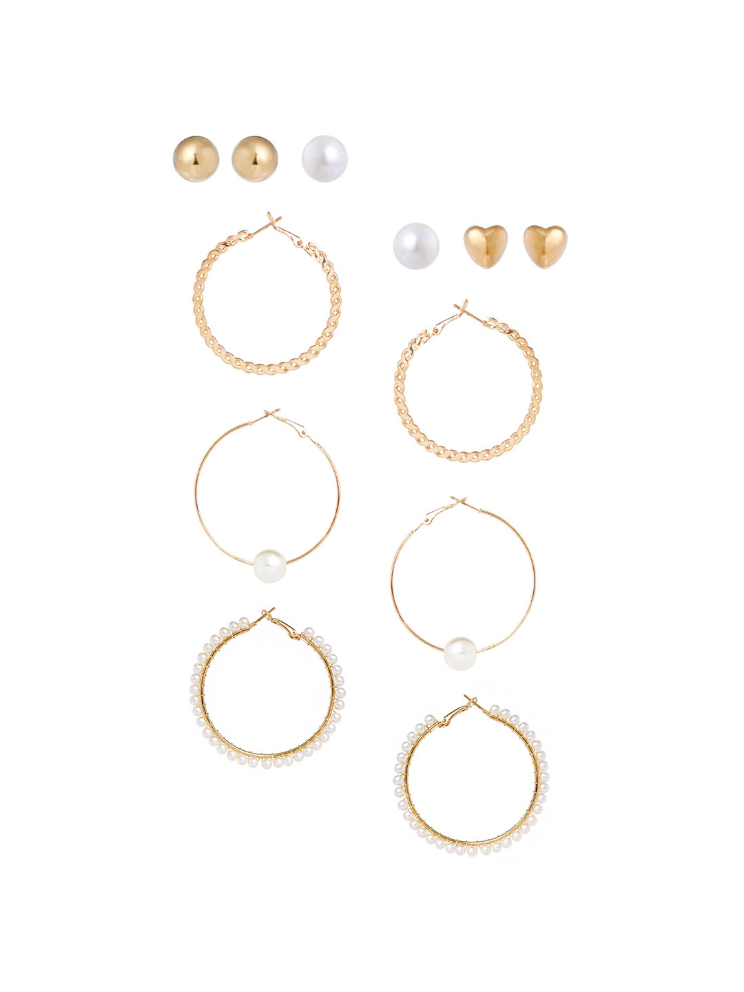 

Yellow Chimes Set Of 6 Contemporary Studs Earrings, Gold