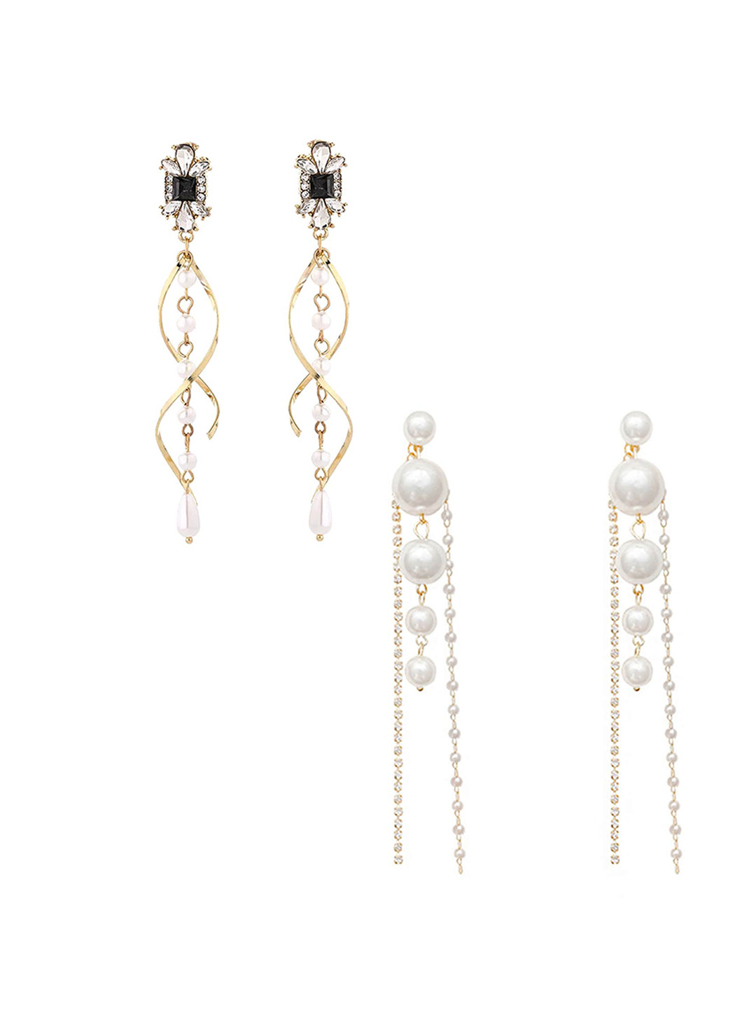 

Yellow Chimes Set Of 2 Contemporary Drop Earrings, Multi