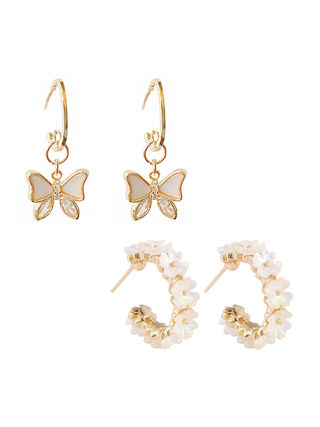 

Yellow Chimes Set of 2 Contemporary Drop Earrings, Gold