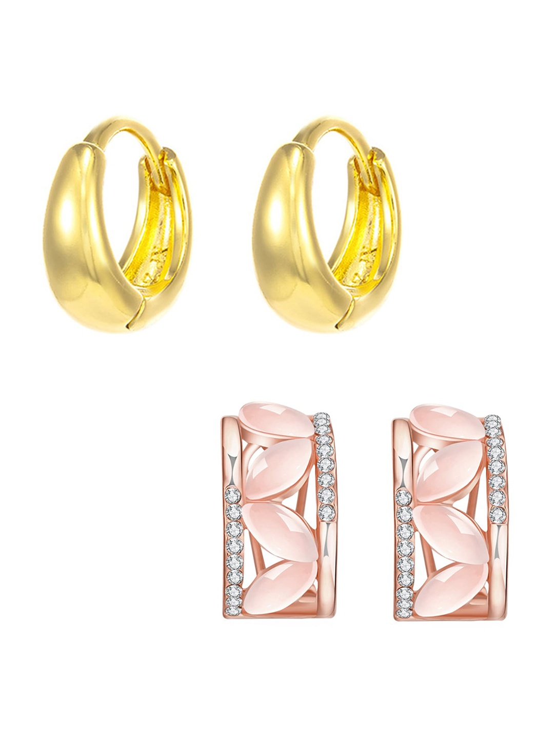 

Yellow Chimes Set of 2 Contemporary Studs Earrings, Gold