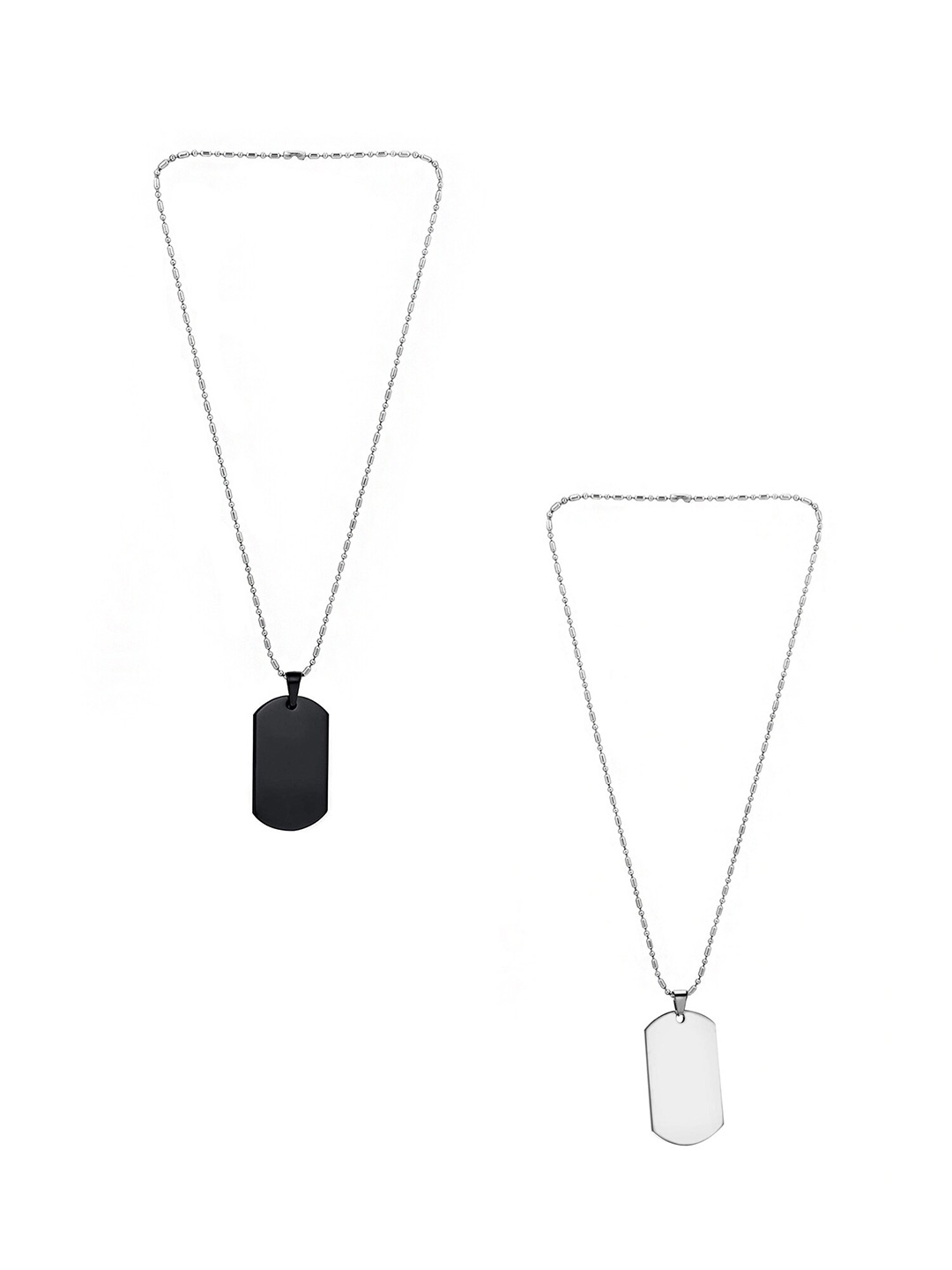 

Yellow Chimes Men Set Of 2 Silver-Toned Minimal Necklace
