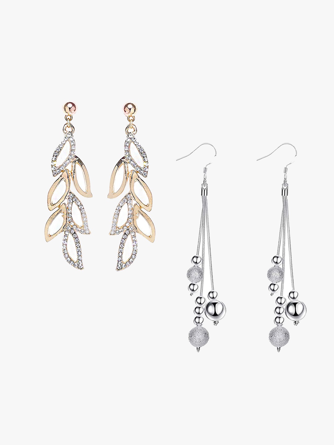 

Yellow Chimes Set of 2 Contemporary Drop Earrings, Gold