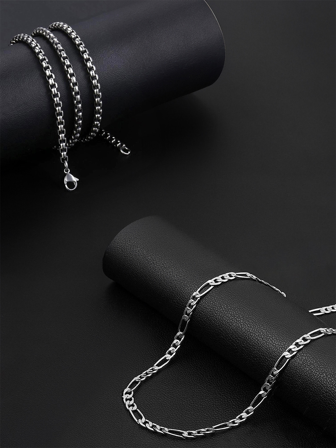 

Yellow Chimes Men Set Of 2 Silver-Plated Stainless Steel Chains