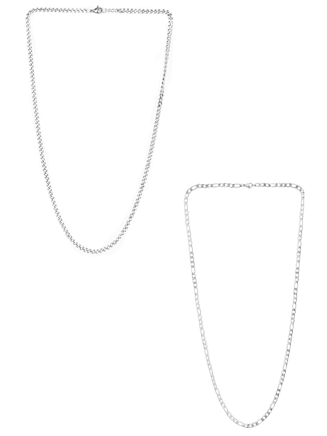 

Yellow Chimes Men Set Of 2 Silver-Plated Stainless Steel Chains