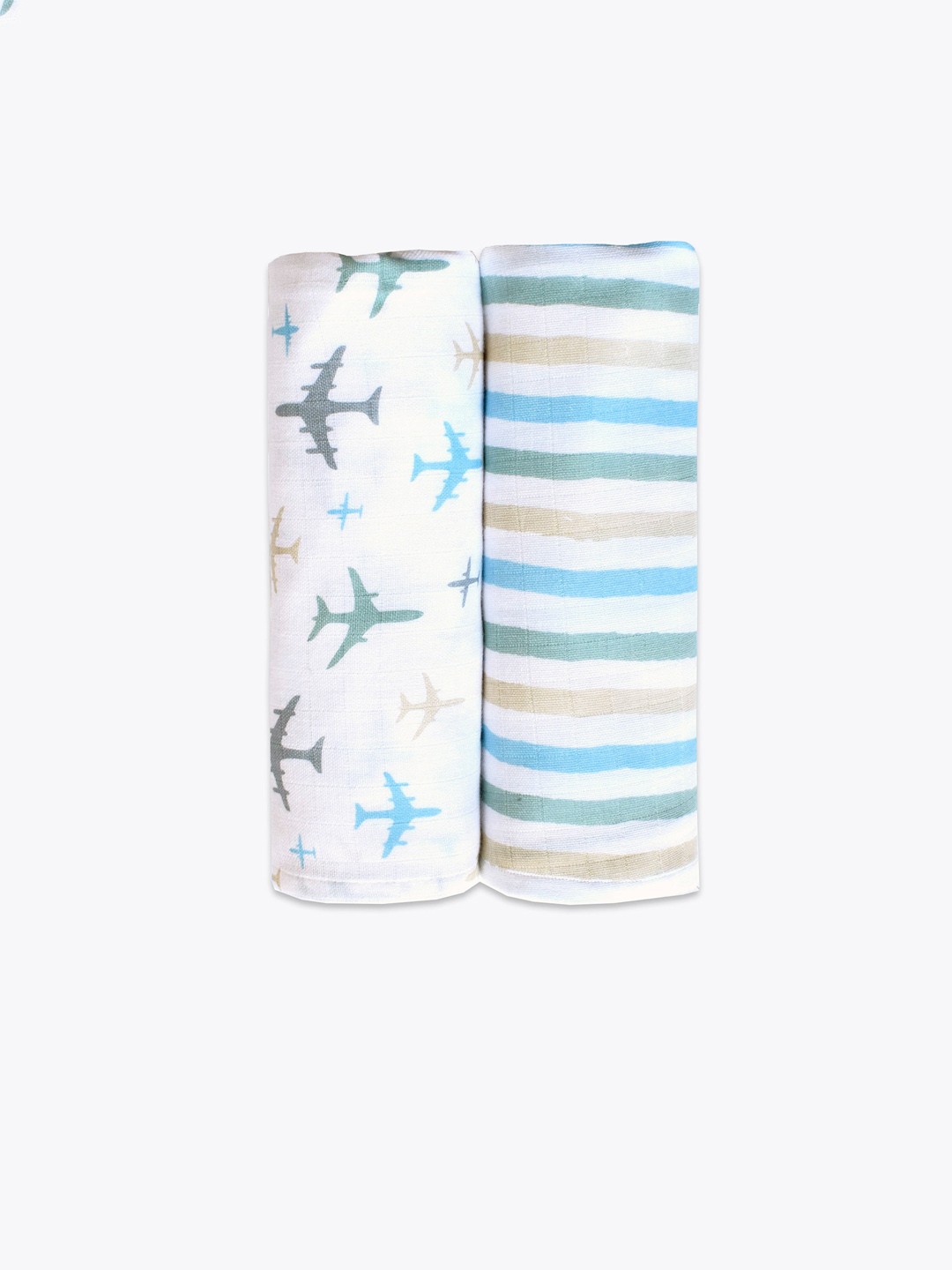

Masilo Boys Set Of 2 Printed Pure Bamboo Cotton Muslin Swaddle, Blue