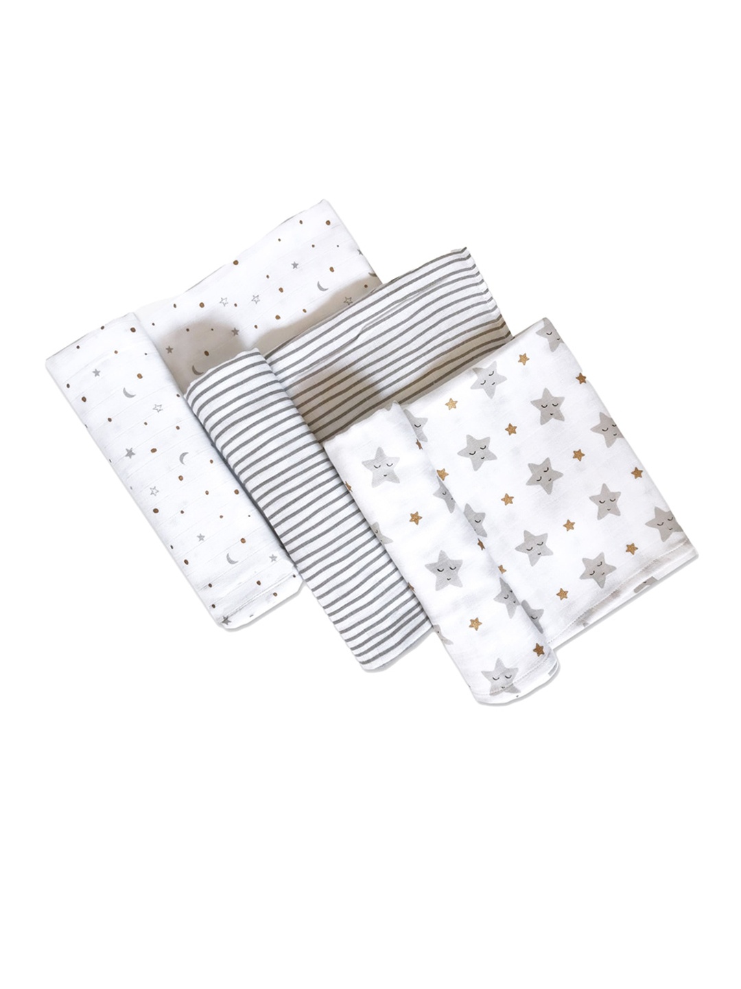 

Masilo Kids Set Of 3 Printed Pure Bamboo Cotton Muslin Swaddles, Grey