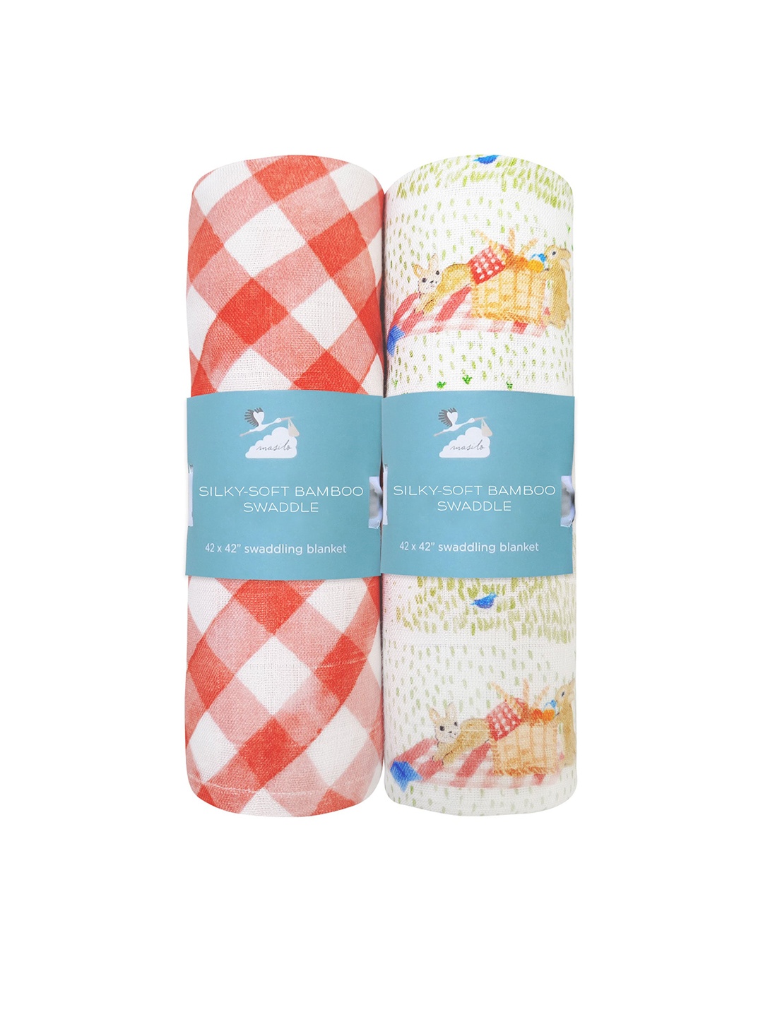 

Masilo Kids Set Of 2 Printed Pure Bamboo Cotton Muslin Swaddle, Red