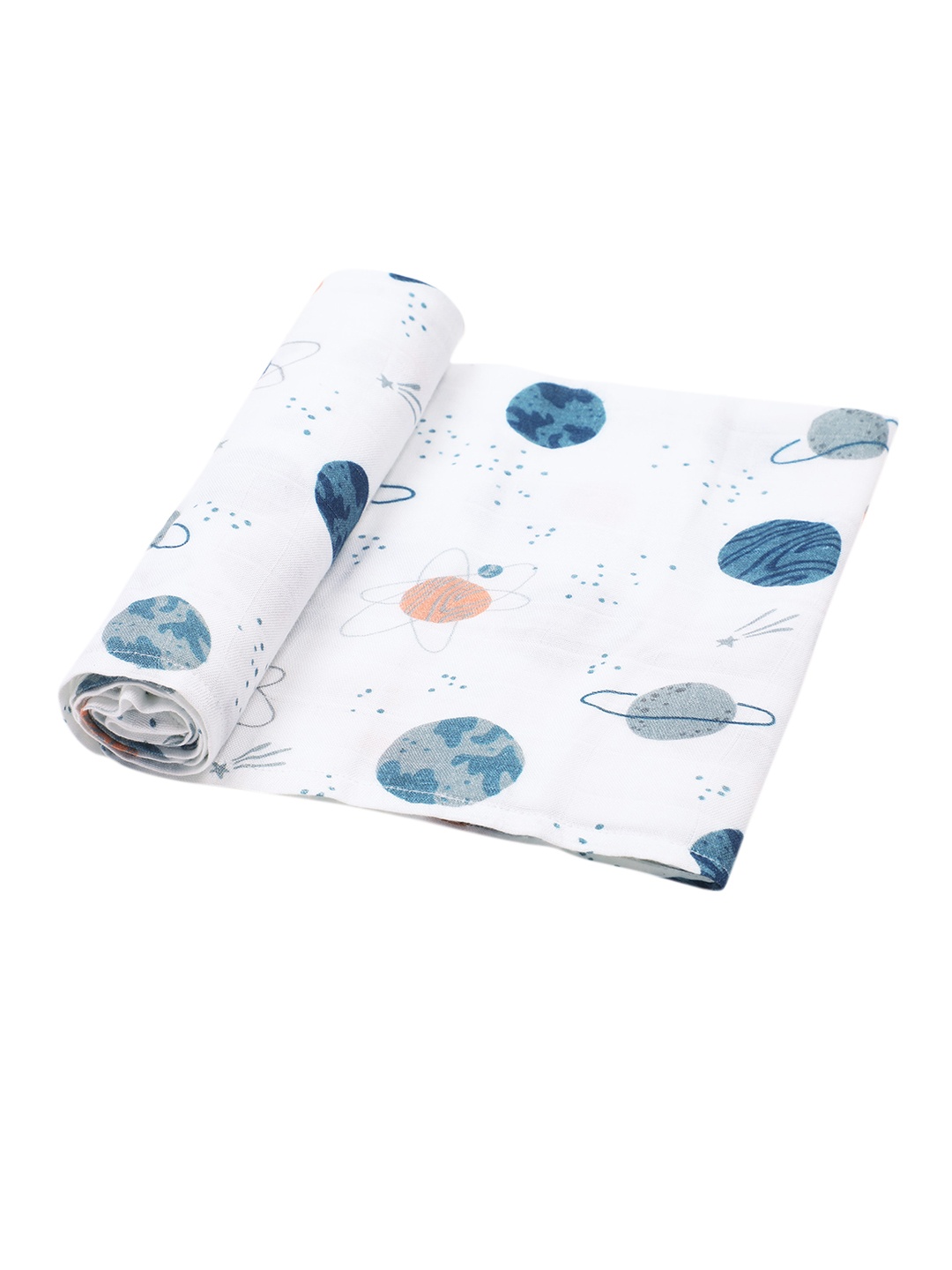 

Masilo Kids Printed Pure Bamboo Cotton Muslin Swaddle, Blue