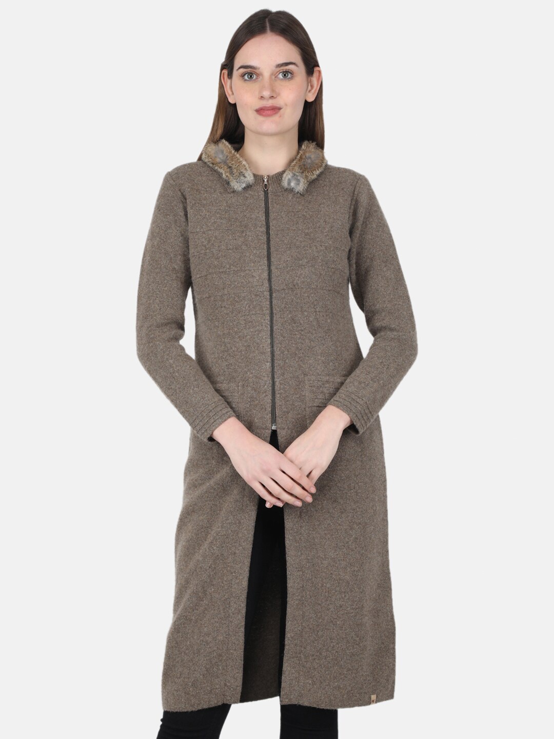 

Monte Carlo Self Design Woollen Cardigan, Brown