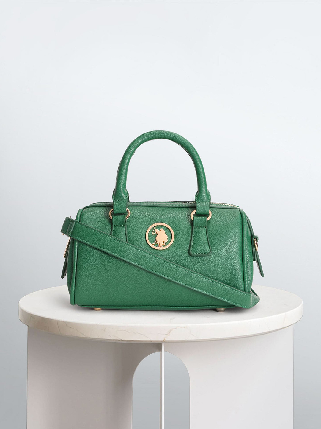 

U.S. Polo Assn. Women Textured Structured Handheld Bag, Green