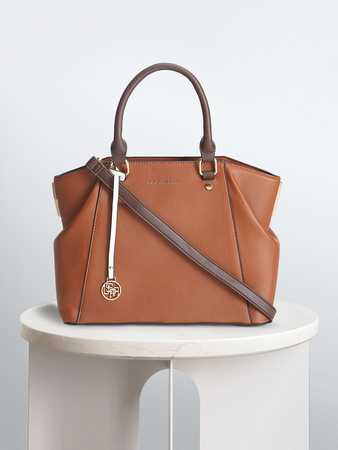 

U.S. Polo Assn. Women PU Structured Handheld Bag, Brown