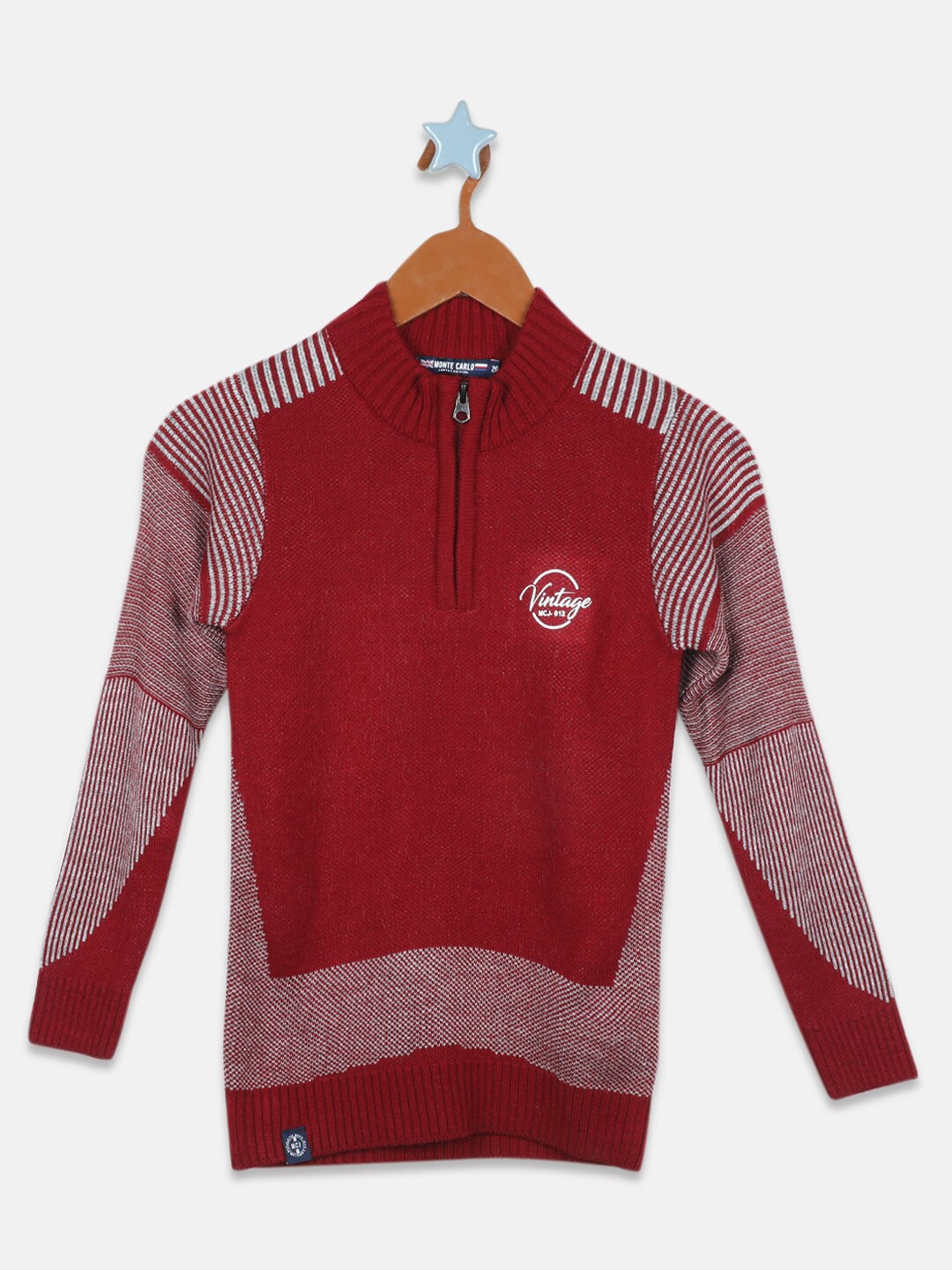 

Monte Carlo Boys Henley Neck Colourblocked Pullover, Red