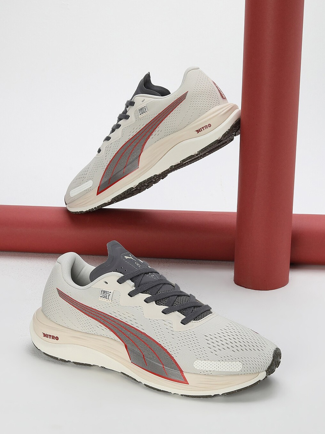 

Puma Men x FIRST MILE Velocity NITRO 2 Running Shoes, Cream