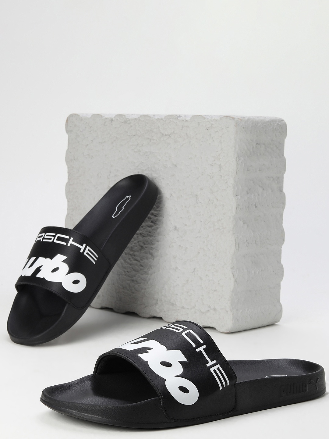 

Puma Unisex Black & White Printed Sliders