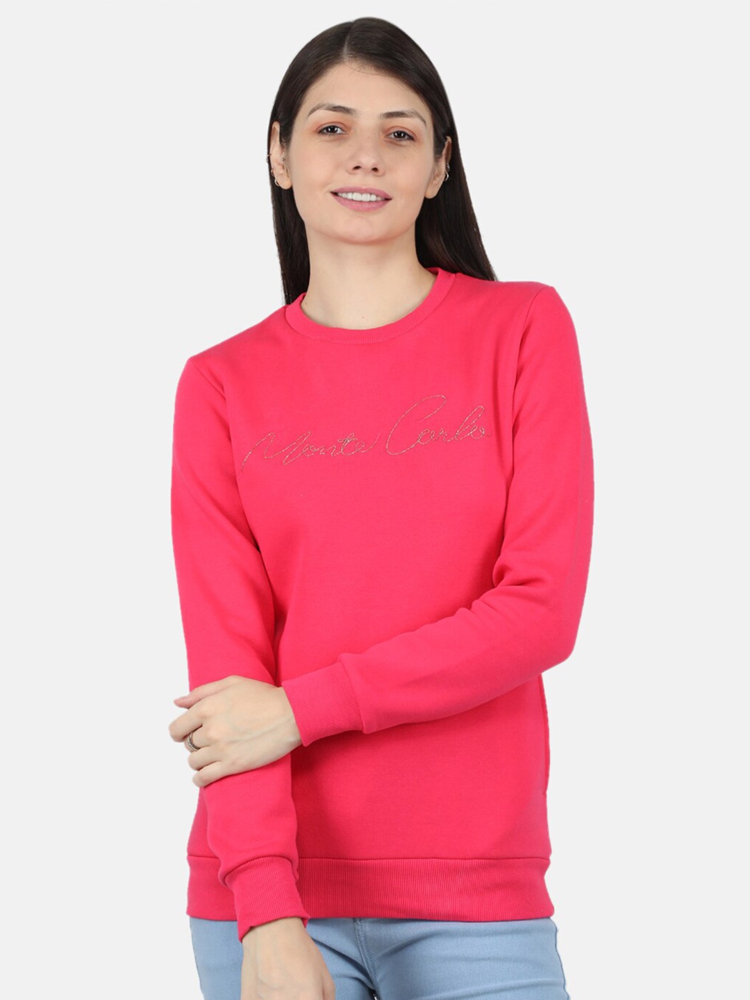 

Monte Carlo Embellished Round Neck Pullover Sweatshirt, Yellow