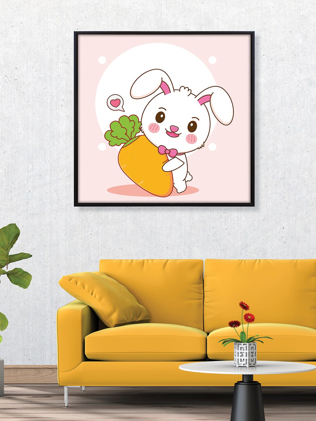 

RANDOM Pink & White Cute Rabbit Canvas Painting Wall Art