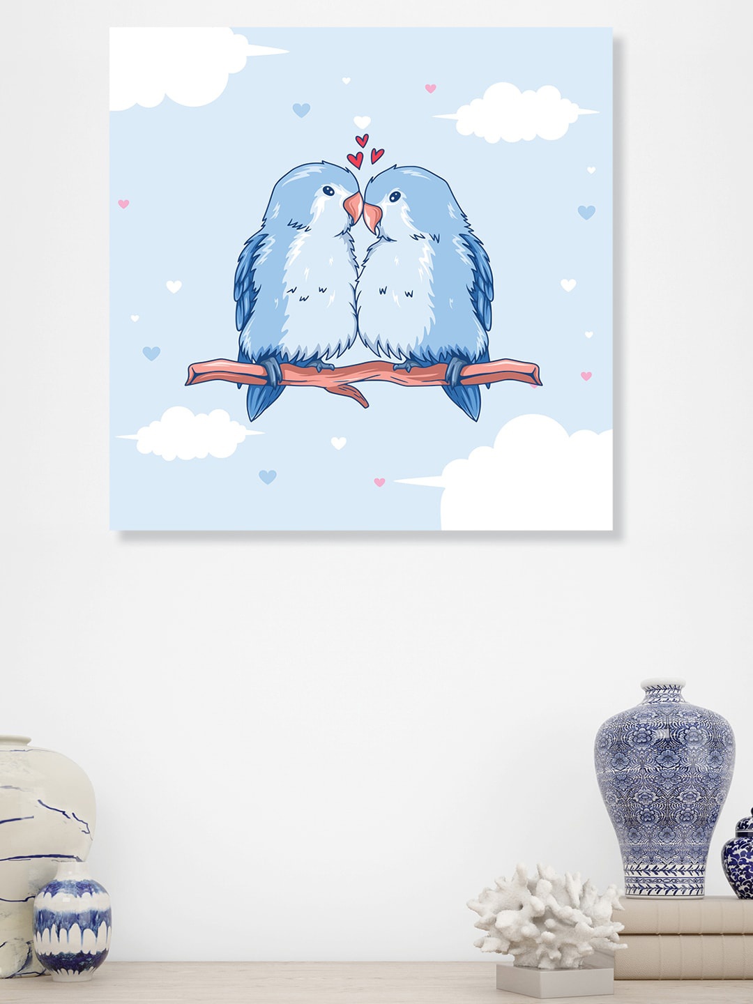 

RANDOM Blue & White Cute Birds Canvas Painting Wall Art
