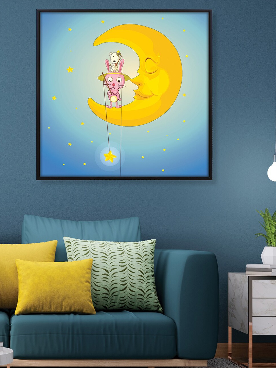 

RANDOM Blue & Yellow Sleeping Moon Canvas Wall Art