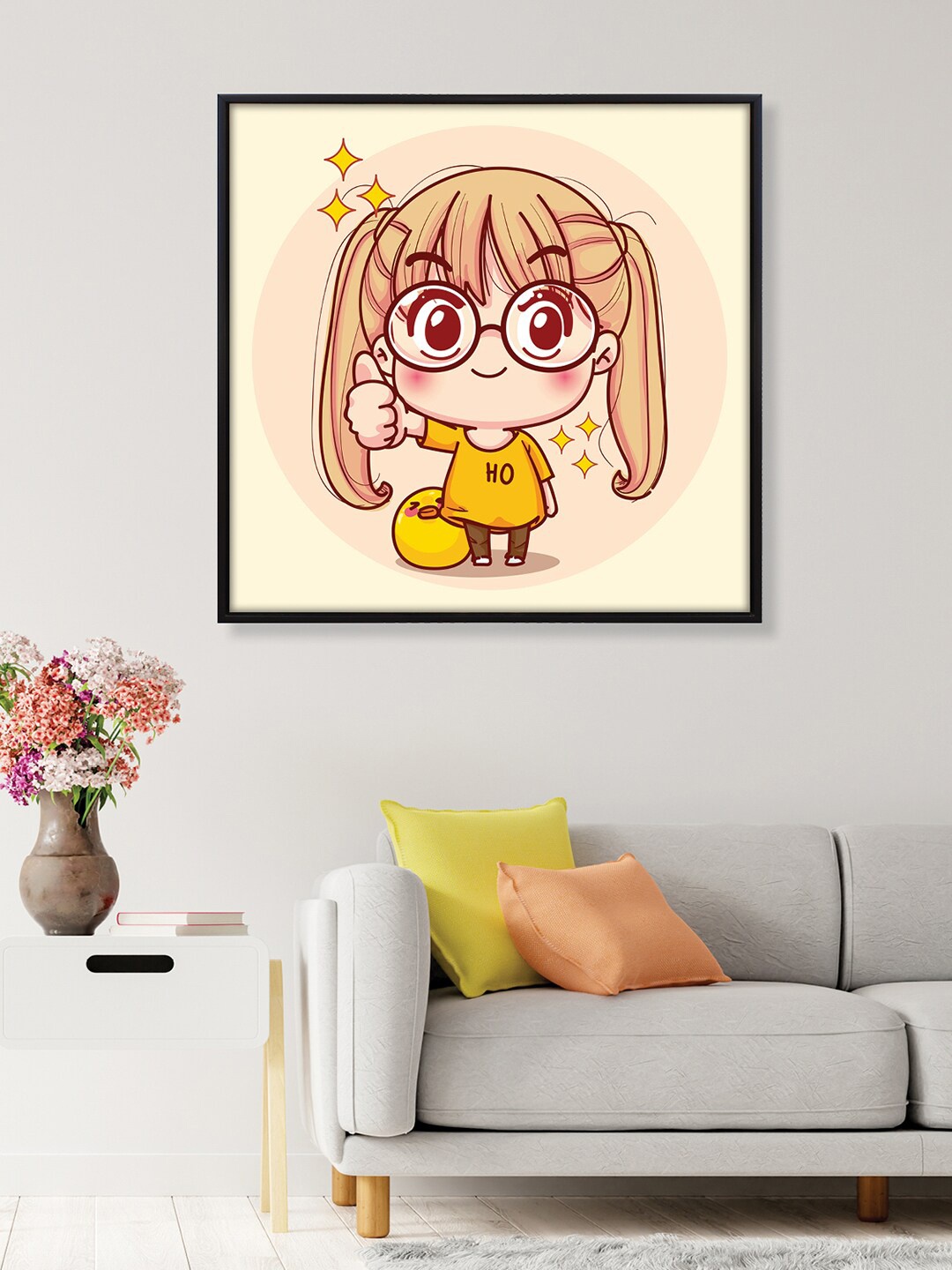 

RANDOM Beige & Yellow Cute Baby Painted Framed Wall Art