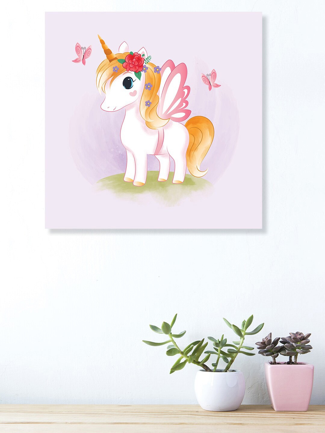 

RANDOM Purple & White Unicorn Painted Framed Wall Art
