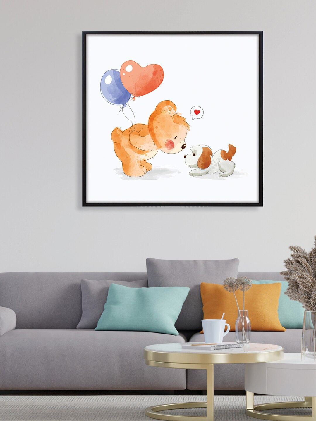 

RANDOM White & Brown Cartoon Canvas Painting Wall Art