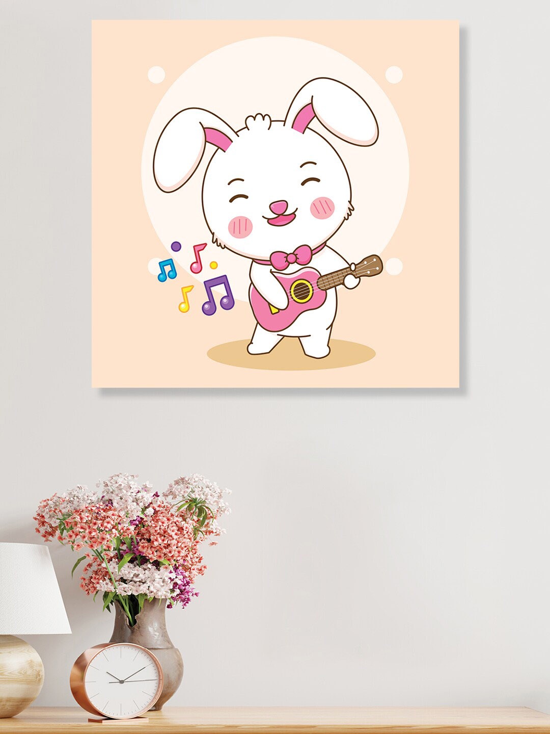 

RANDOM Beige & White Dancing Rabbit Canvas Wall Art