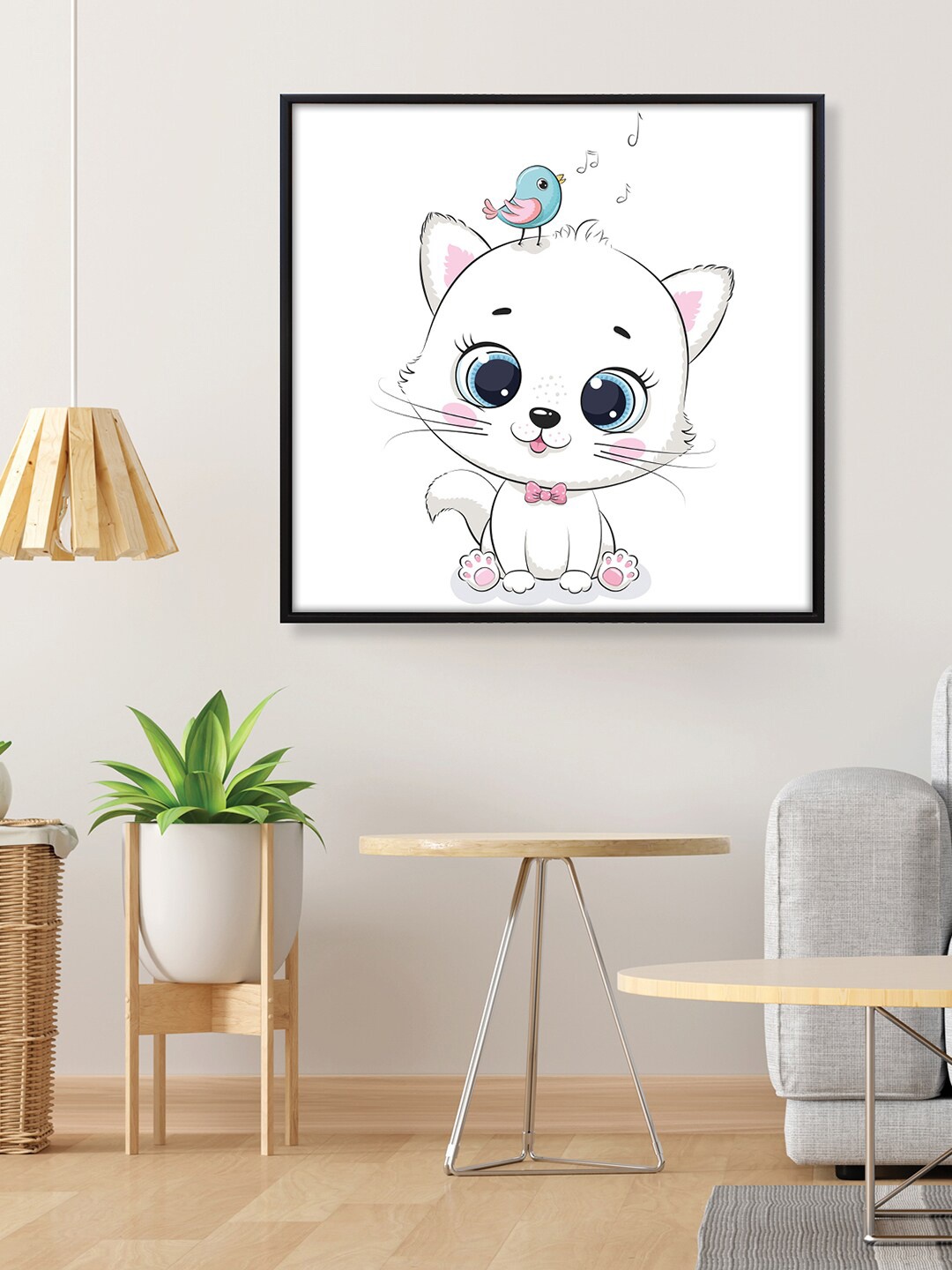 

RANDOM White Beautiful Cat Canvas Painting Wall Art