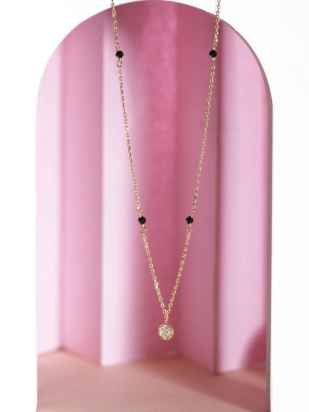 

Rubans Silver 925 Silver Gold Plated Cubic Zirconia Studded Mangalsutra