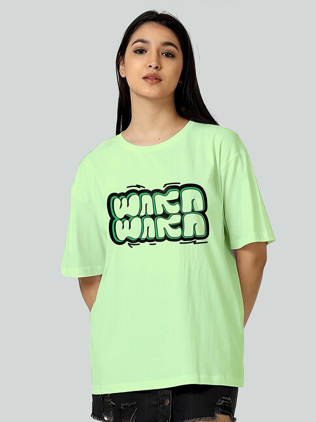

Bloopers Store Typography Printed Pure Cotton Oversized T-shirt, Green