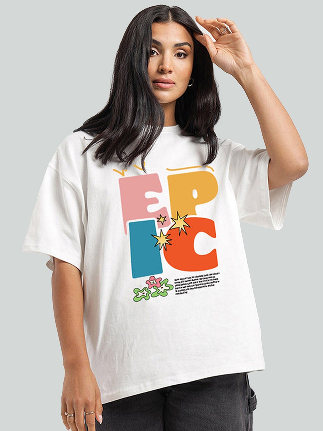 

Bloopers Store Typography Printed Pure Cotton Oversized T-shirt, White