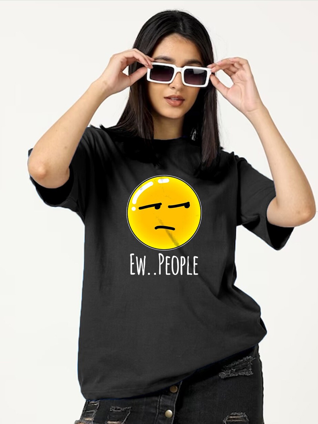 Bloopers Store Typography Printed Pure Cotton Oversized T-shirt, Black