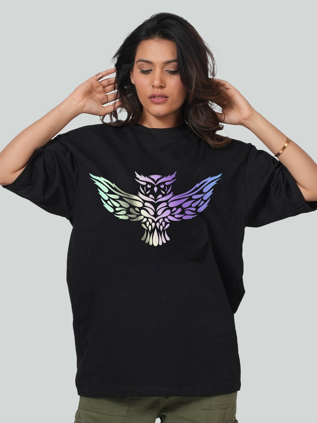 

Bloopers Store Graphic Printed Drop Shoulder Oversized Pure Cotton T-shirt, Black