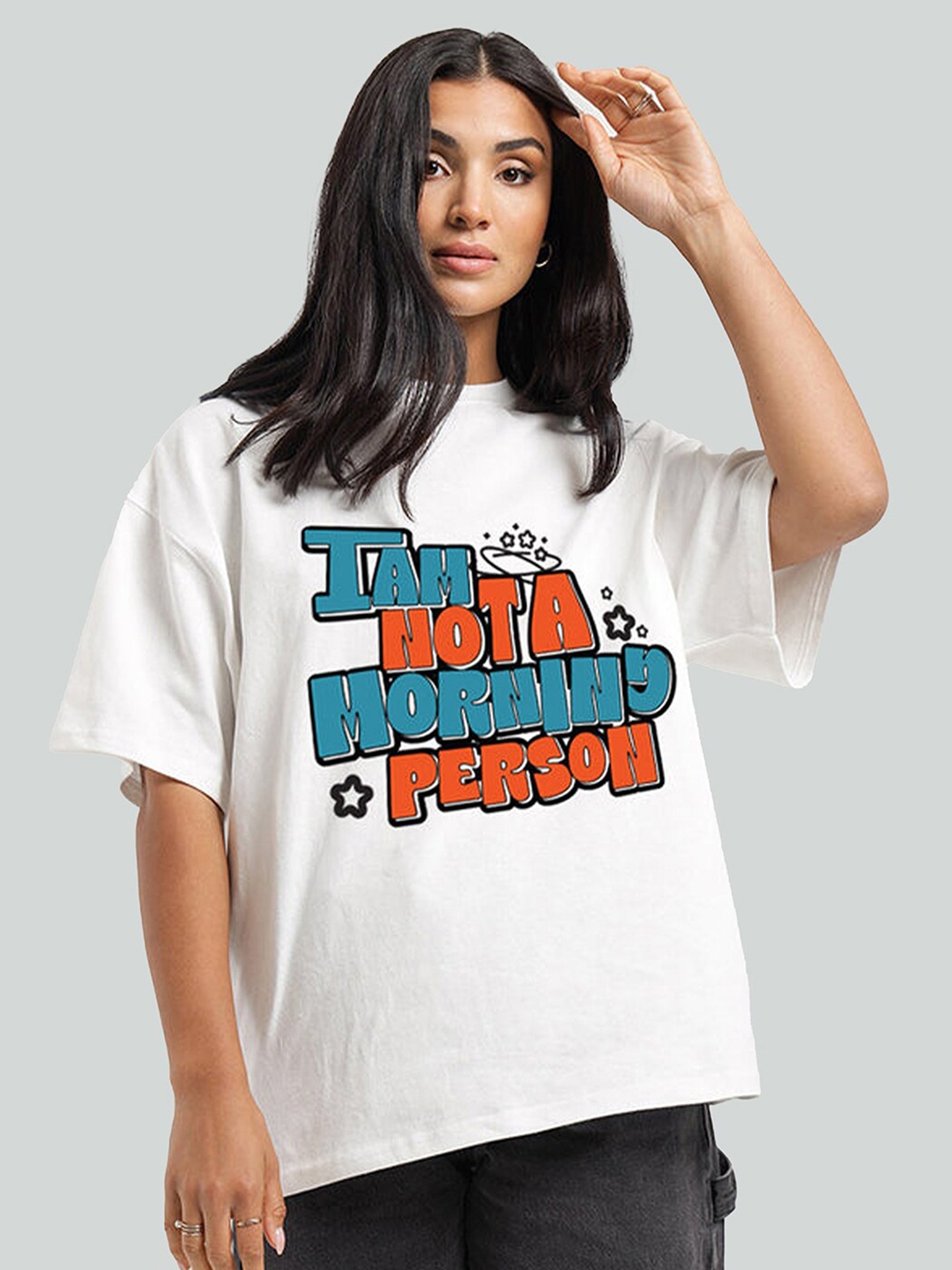 

Bloopers Store Typography Printed Pure Cotton Oversized T-shirt, White