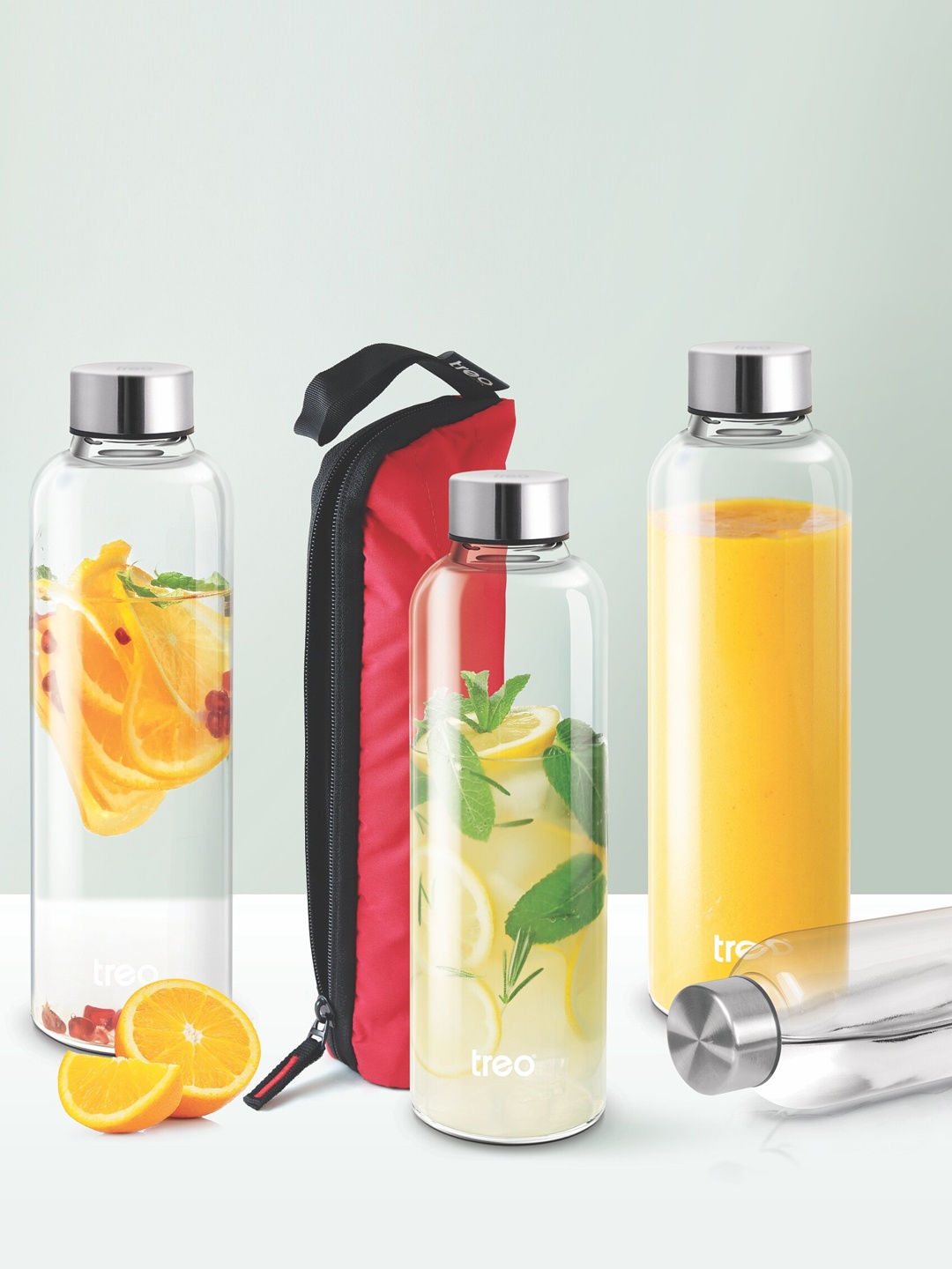 

Treo Swag Borosilicate Transparent & Black Leak Proof Water Bottle With Jacket 750ml