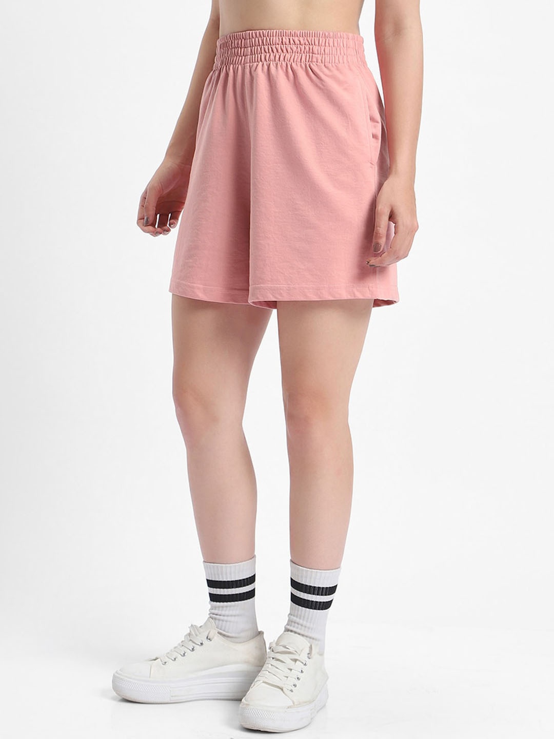 

Bewakoof Air 1.0 Women Loose Fit Boyfriend Shorts, Pink