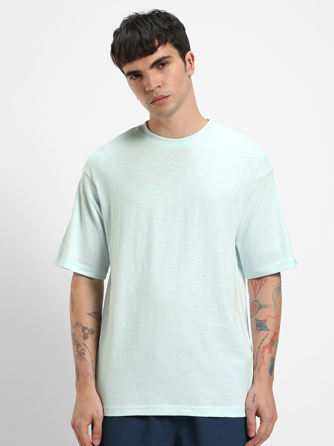 

Bewakoof Air 1.0 Pure Cotton Oversized T-shirt, Blue