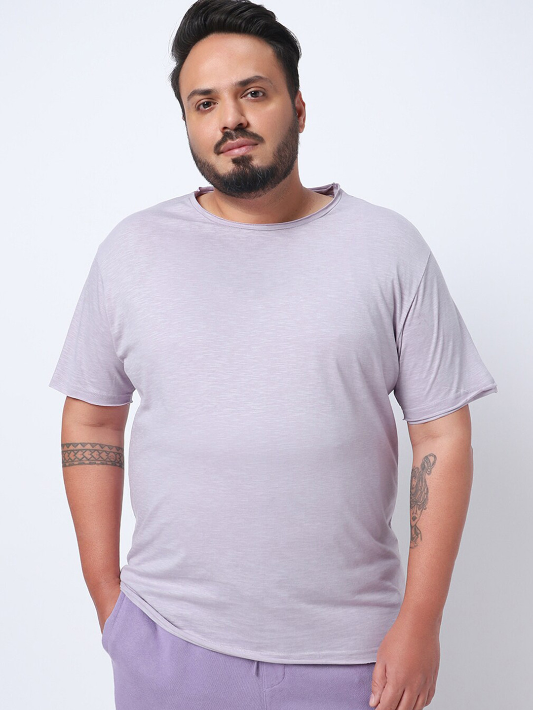 

Bewakoof AIR Plus Plus Size Pure Cotton Oversized T-shirt, Purple