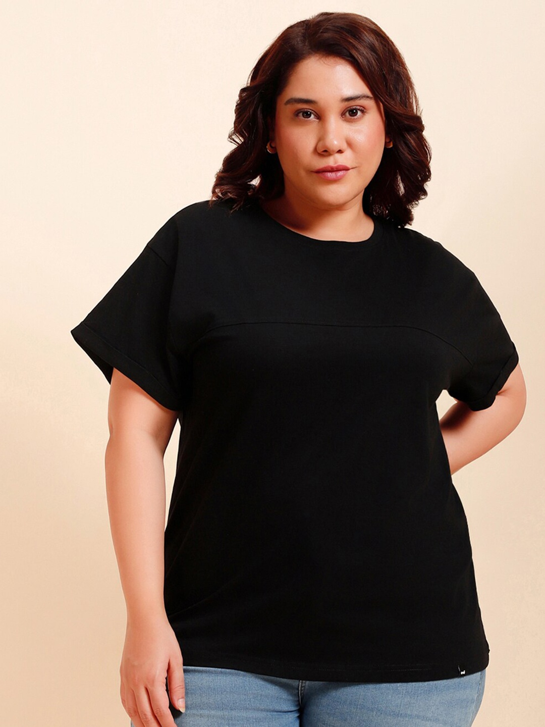 

Bewakoof Air 1.0 Plus Size Boyfriend T-shirt, Black