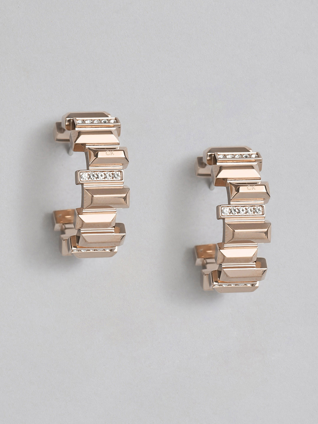 

Calvin Klein Luster Stone Embellished Half Hoop Earrings, Rose gold
