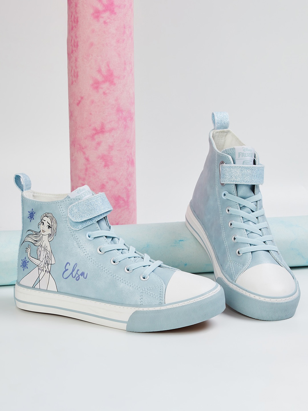 

Fame Forever by Lifestyle Girls Elsa Printed Mid Top Contrast Sole Sneakers, Blue