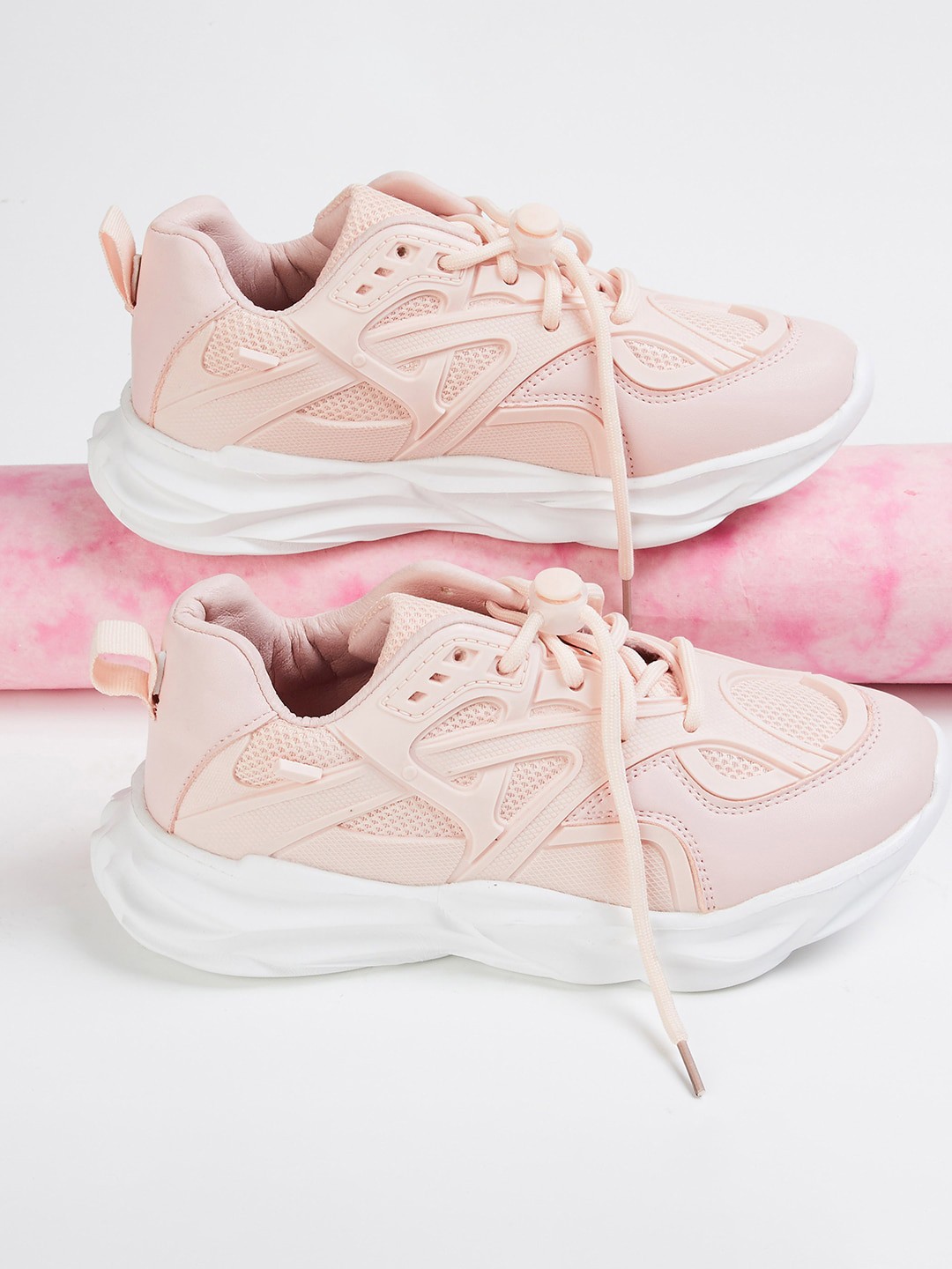 

Fame Forever by Lifestyle Girls Textured Contrast Sole Sneakers, Peach